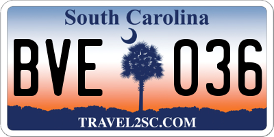 SC license plate BVE036