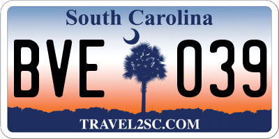SC license plate BVE039