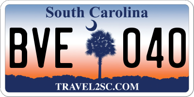 SC license plate BVE040