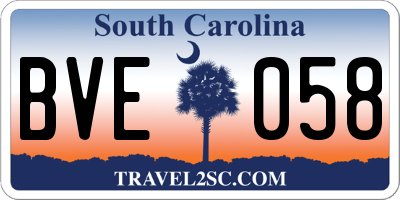 SC license plate BVE058