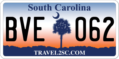 SC license plate BVE062