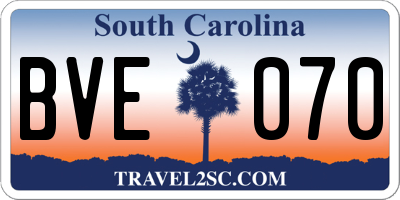 SC license plate BVE070