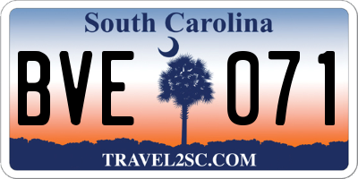 SC license plate BVE071