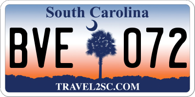 SC license plate BVE072