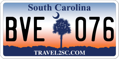 SC license plate BVE076