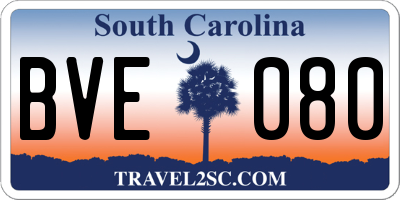SC license plate BVE080