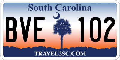 SC license plate BVE102