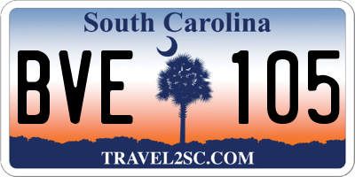 SC license plate BVE105