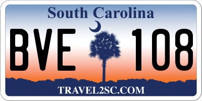 SC license plate BVE108