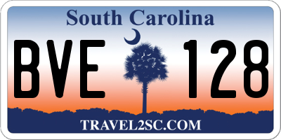 SC license plate BVE128