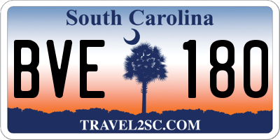 SC license plate BVE180