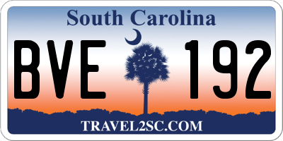 SC license plate BVE192
