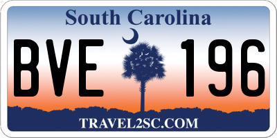 SC license plate BVE196
