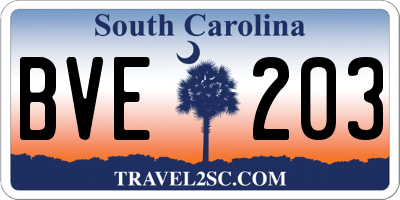 SC license plate BVE203