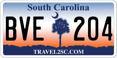 SC license plate BVE204