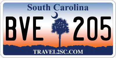 SC license plate BVE205