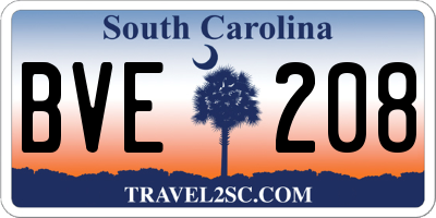 SC license plate BVE208