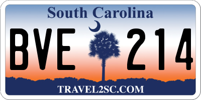 SC license plate BVE214