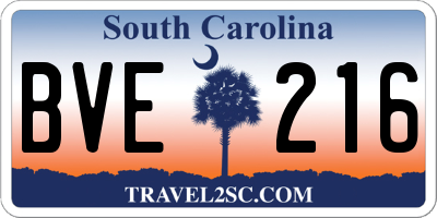 SC license plate BVE216