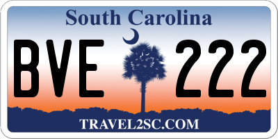SC license plate BVE222