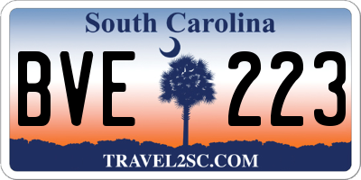 SC license plate BVE223