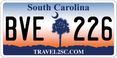 SC license plate BVE226