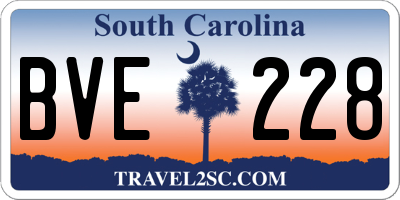 SC license plate BVE228