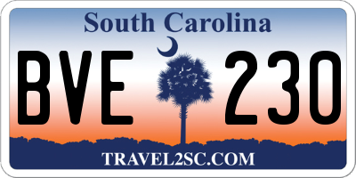 SC license plate BVE230