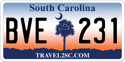 SC license plate BVE231