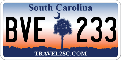SC license plate BVE233