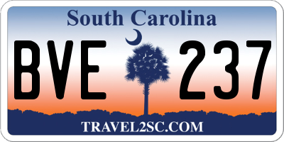 SC license plate BVE237
