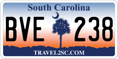 SC license plate BVE238