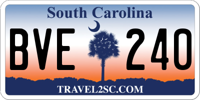 SC license plate BVE240