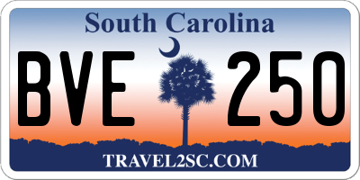 SC license plate BVE250