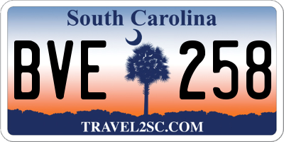 SC license plate BVE258
