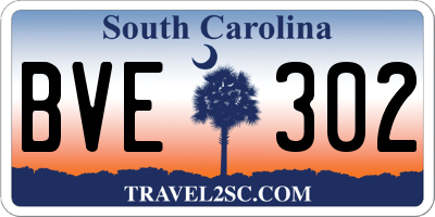 SC license plate BVE302