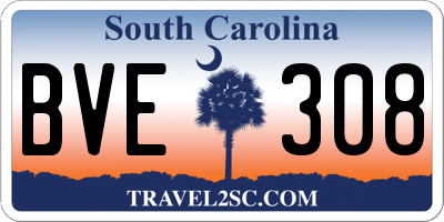 SC license plate BVE308