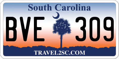 SC license plate BVE309