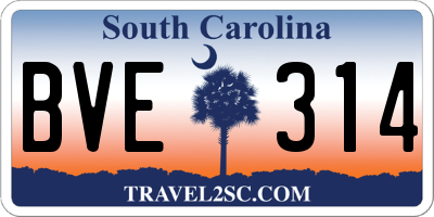 SC license plate BVE314