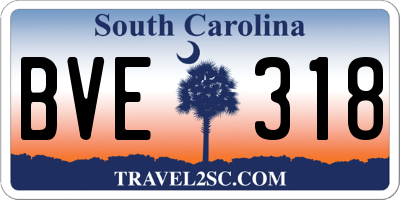SC license plate BVE318