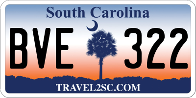 SC license plate BVE322