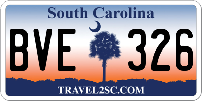 SC license plate BVE326