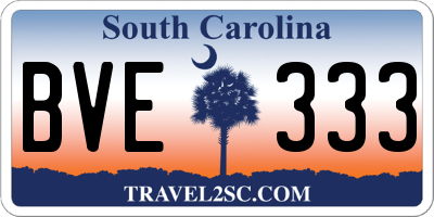 SC license plate BVE333