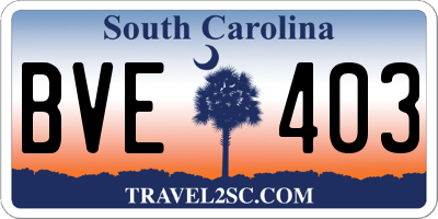 SC license plate BVE403