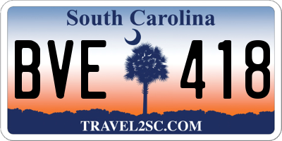 SC license plate BVE418