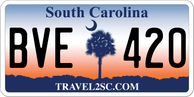 SC license plate BVE420