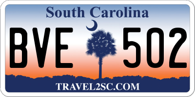SC license plate BVE502