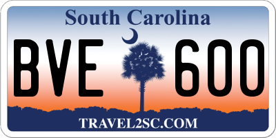 SC license plate BVE600