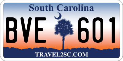 SC license plate BVE601