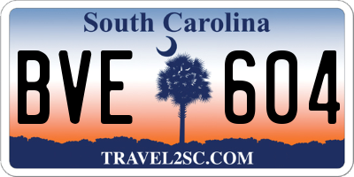 SC license plate BVE604